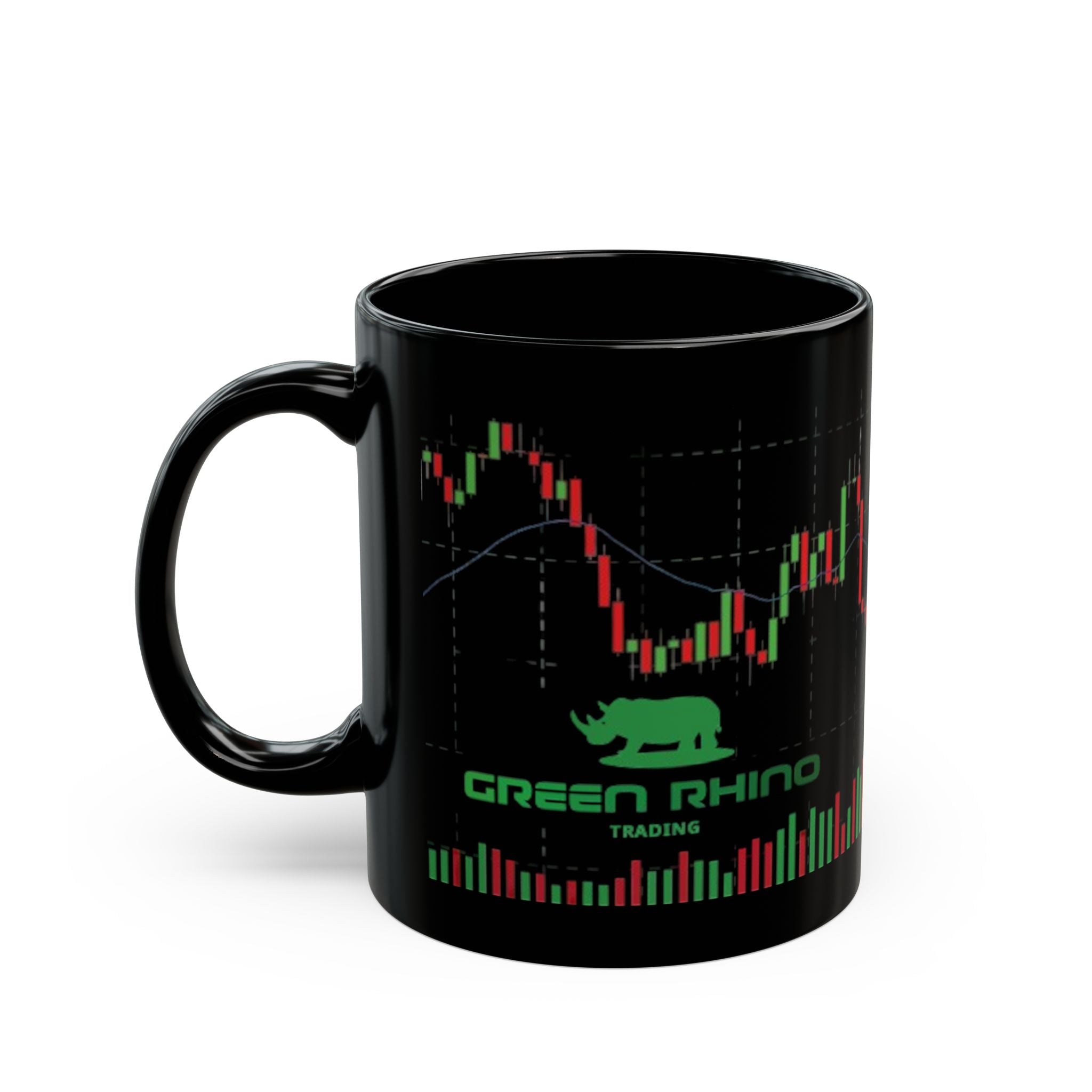 Green Rhino Trading Candlestick Chart Black Mug