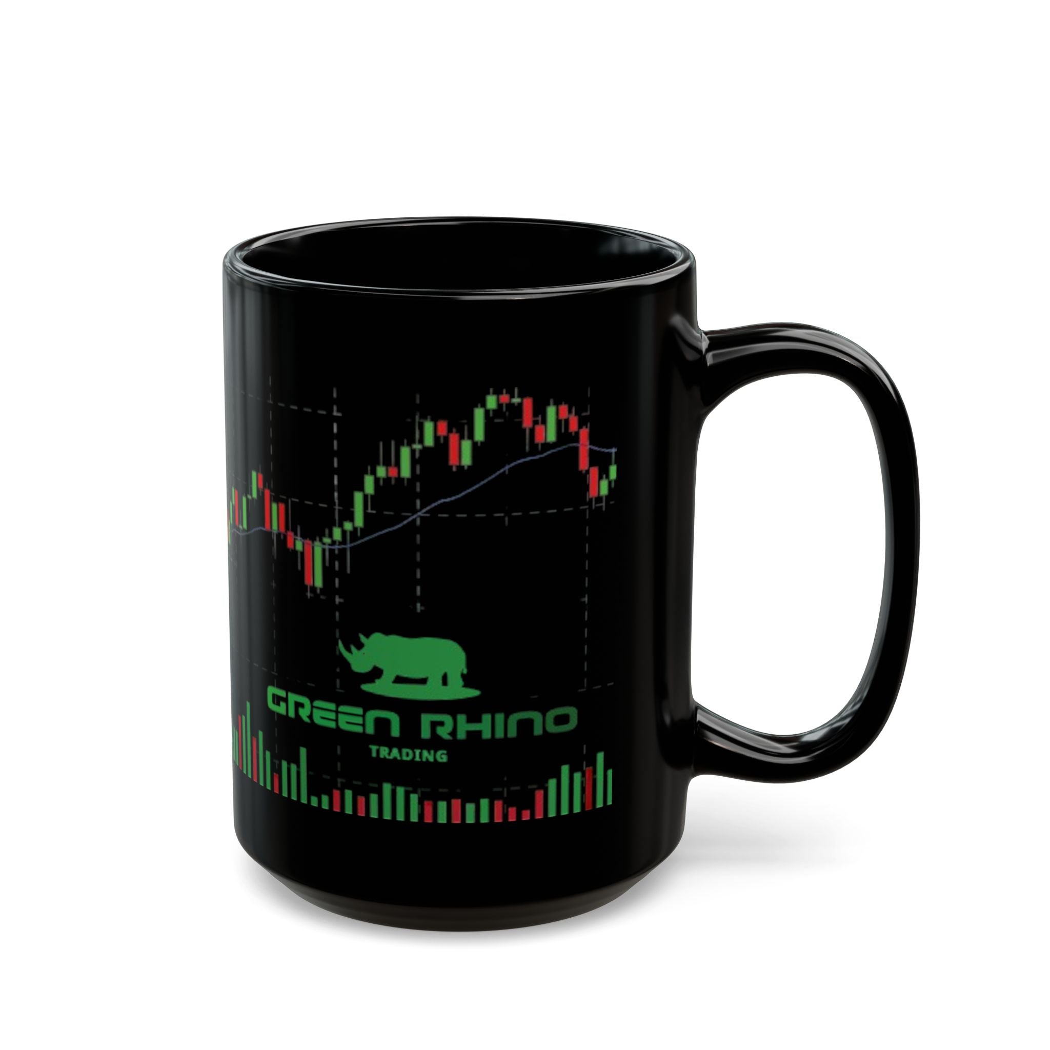 Green Rhino Trading Candlestick Chart Black Mug