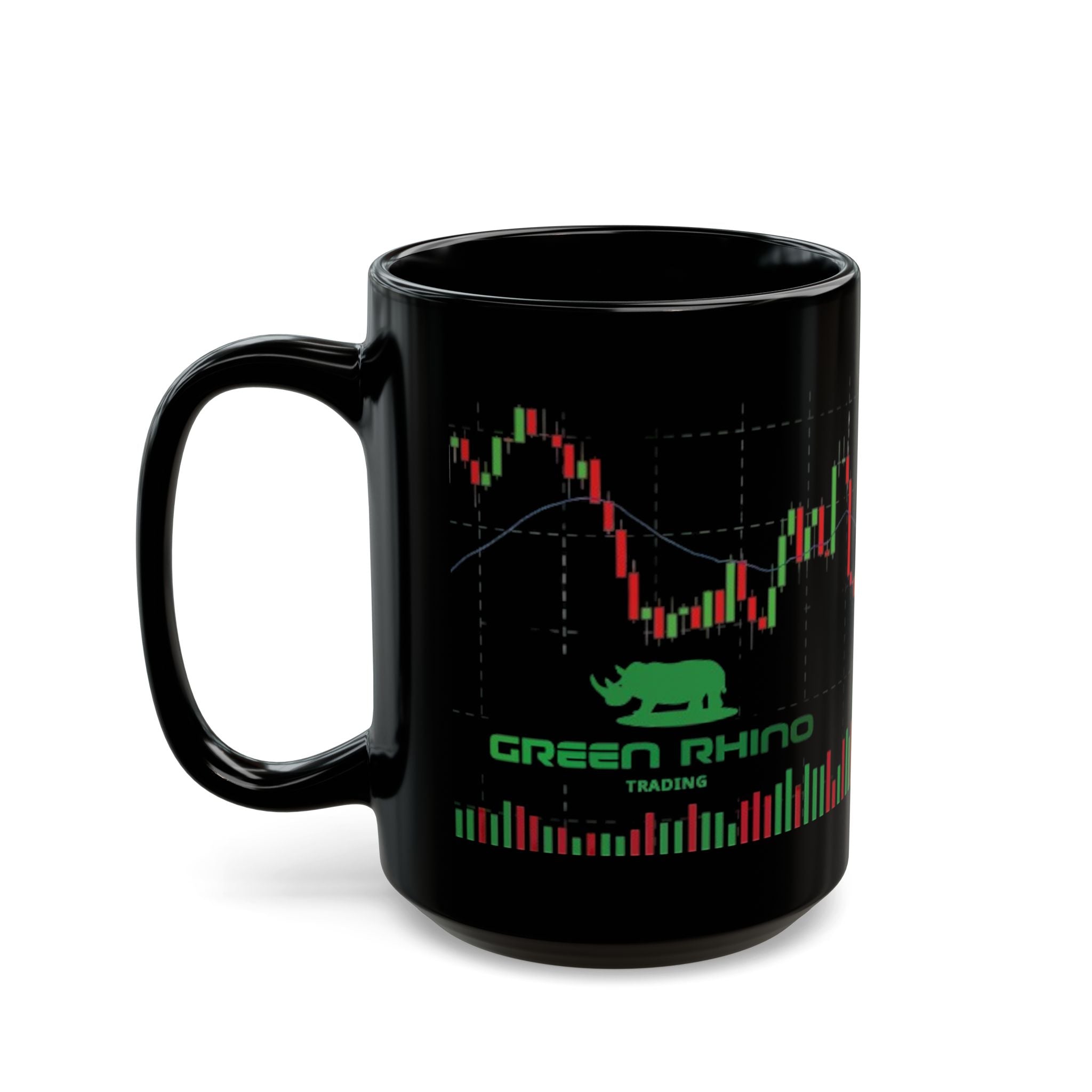 Green Rhino Trading Candlestick Chart Black Mug